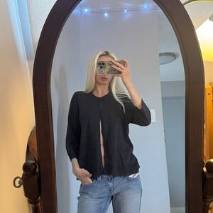 Essentials Women's Dark Gray Button Down Shirt